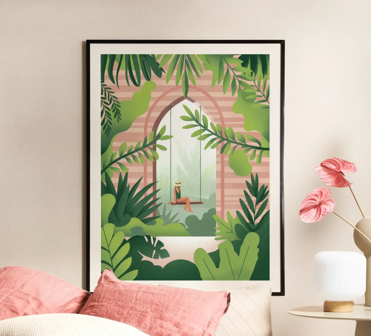 Ritiro tropicale poster con telaio in legno da Artie Shifa