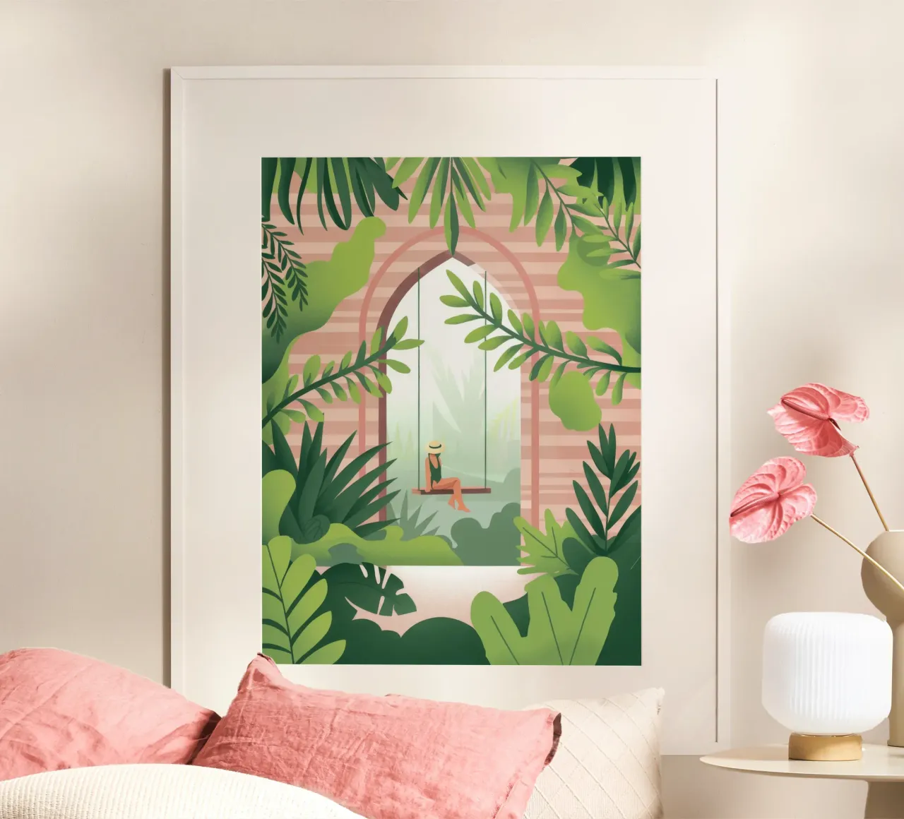 Ritiro tropicale poster con telaio in legno da Artie Shifa
