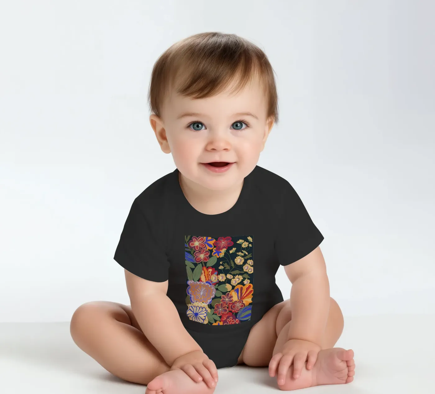 Eclipse garden short-sleeve baby romper by GigiRosado