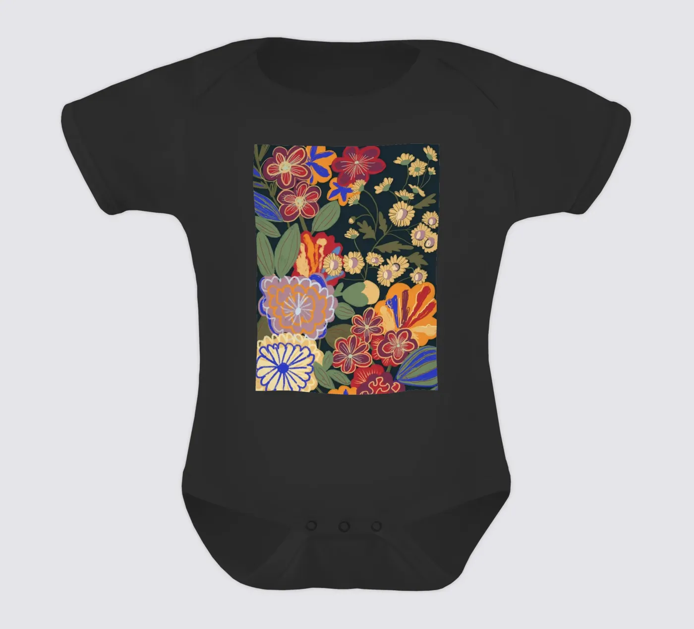 Eclipse garden short-sleeve baby romper by GigiRosado