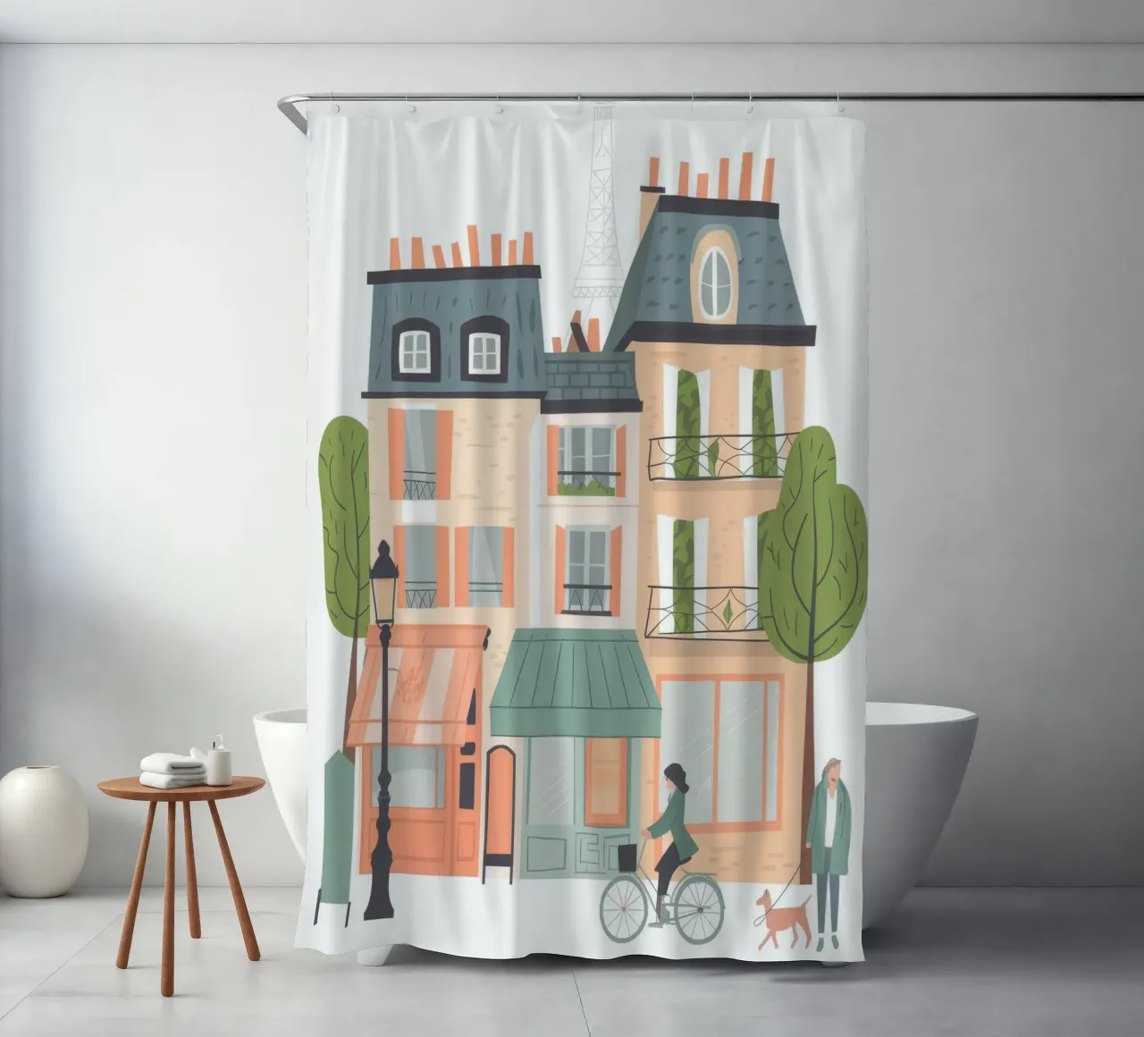 Urban Stroll shower curtain by Artie Shifa