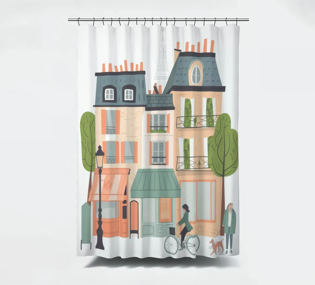 Urban Stroll shower curtain by Artie Shifa