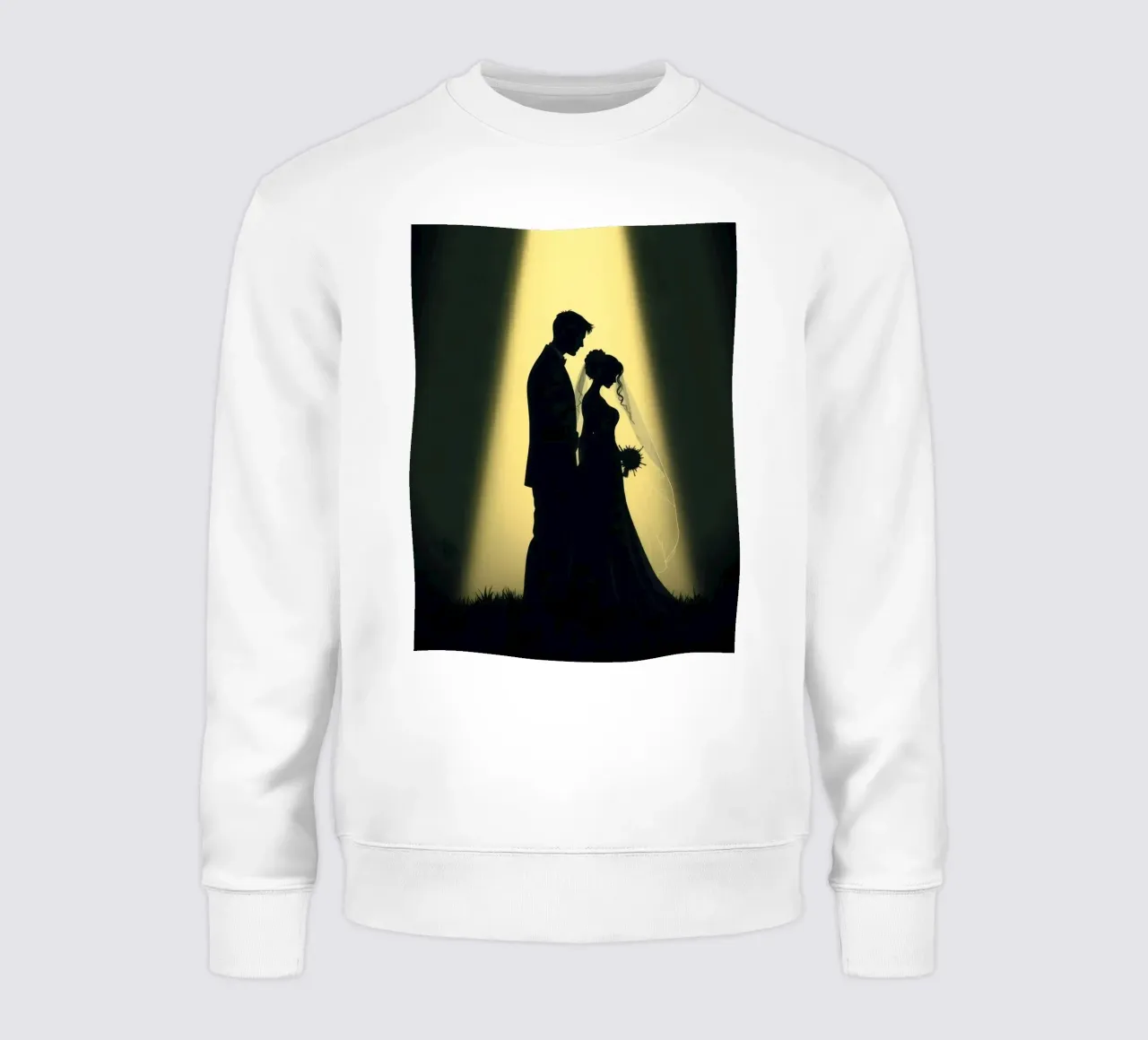 Un couple s'embrasse lors d'une cérémonie de mariage sous une lumière spectaculaire sweat de DesignDoodle