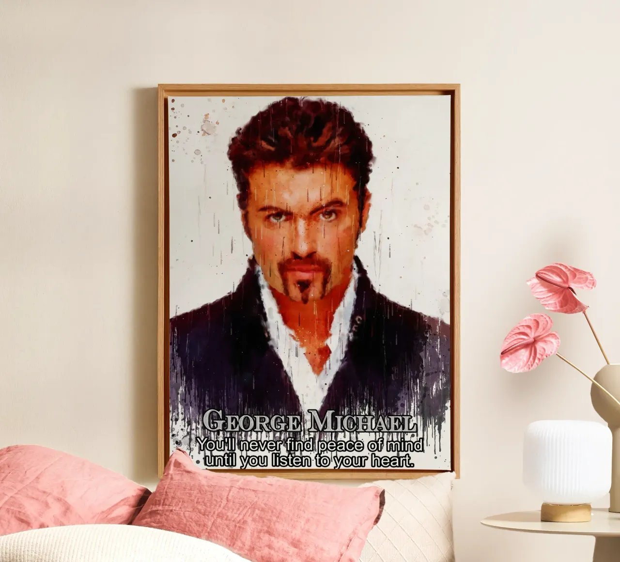 George Michael Quote tela con Cornice a cassetta da Gunawan Rb