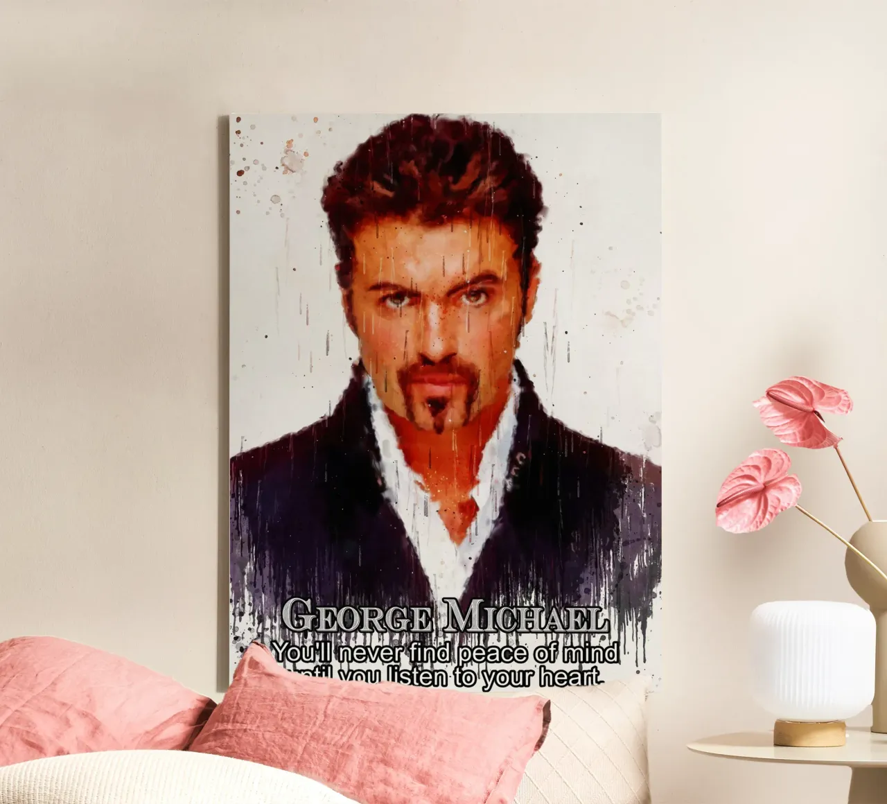 George Michael Quote tela con Cornice a cassetta da Gunawan Rb