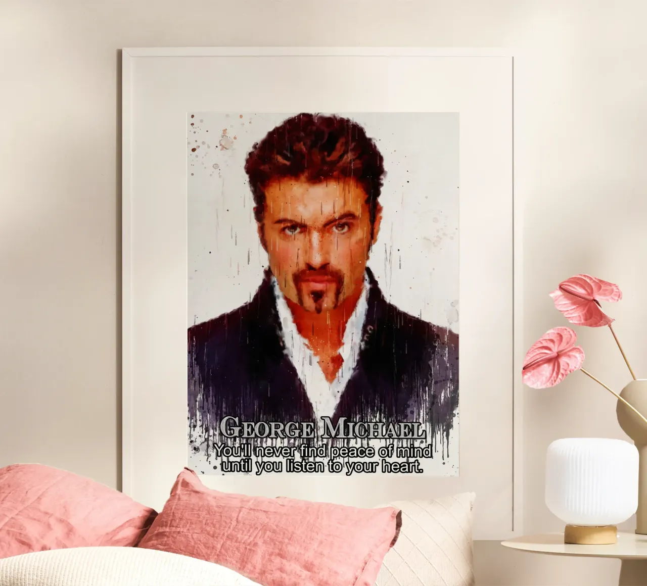 George Michael Quote poster con telaio in legno da Gunawan Rb