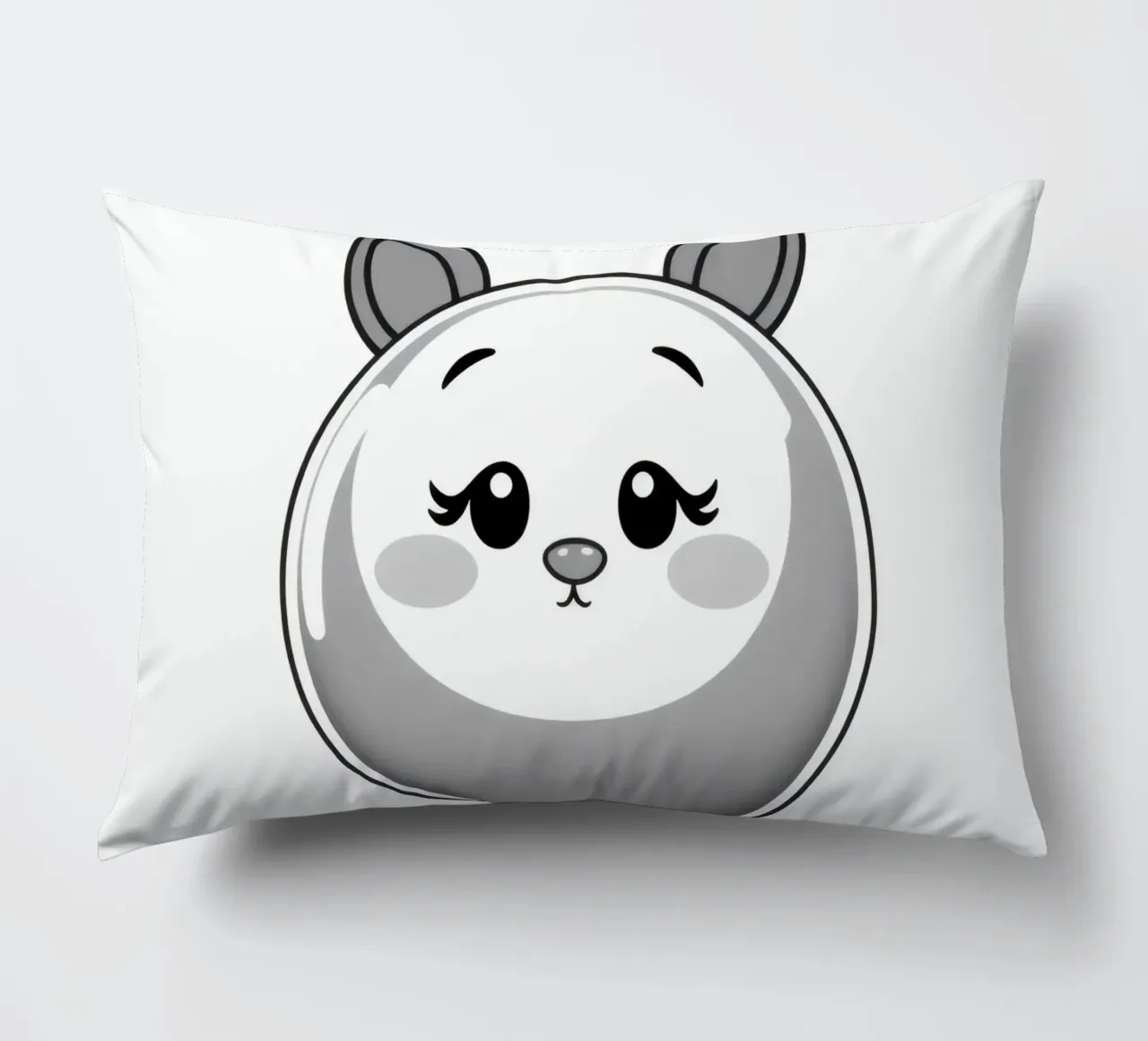 Cute round animated character with ears and cheerful decorative cushion by DesignDoodle