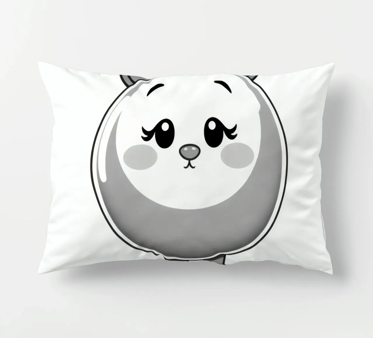 Cute round animated character with ears and cheerful decorative cushion by DesignDoodle