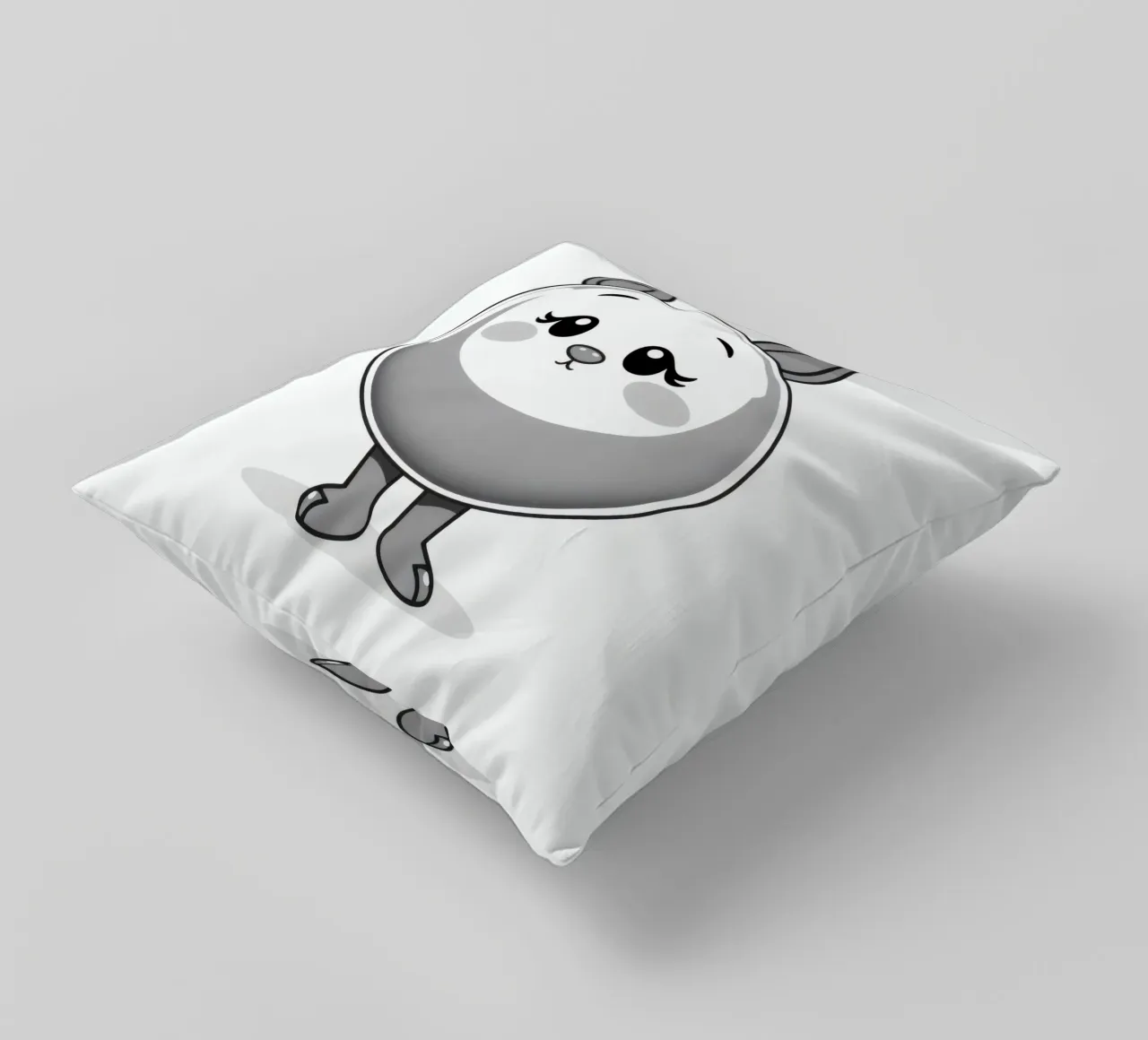 Cute round animated character with ears and cheerful decorative cushion by DesignDoodle
