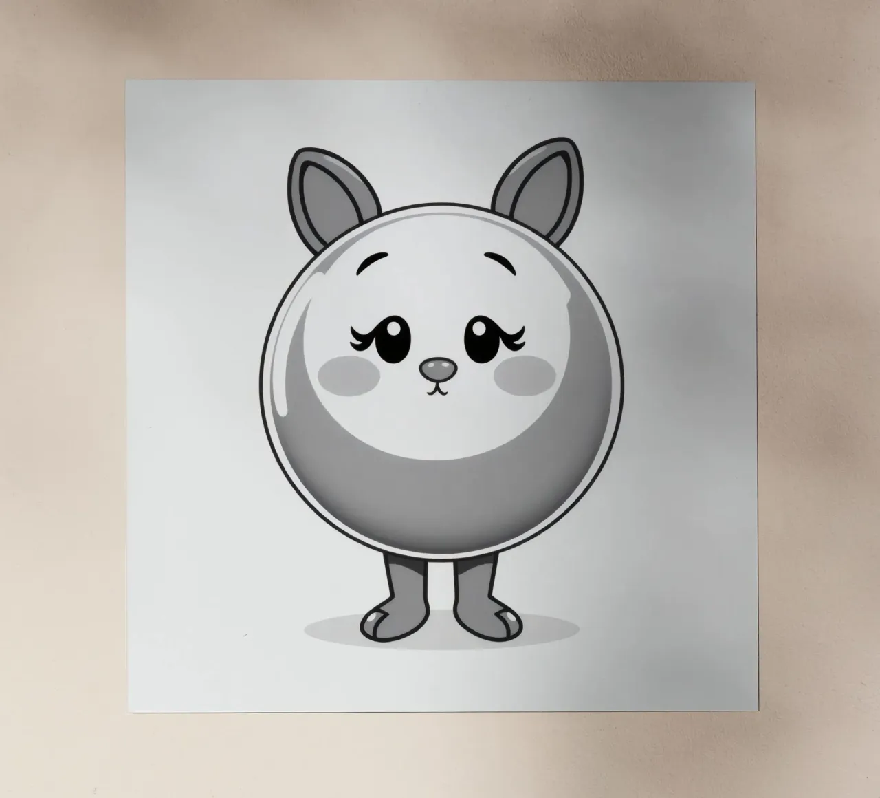 Simpatico personaggio animato rotondo con orecchie e allegro pellicola backlit da DesignDoodle