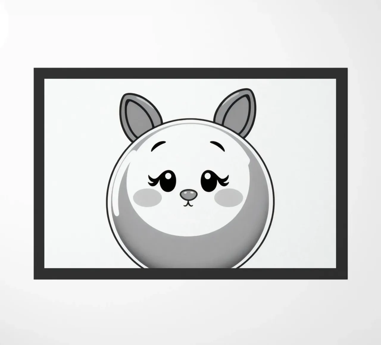 Simpatico personaggio animato rotondo con orecchie e allegro zerbino da DesignDoodle