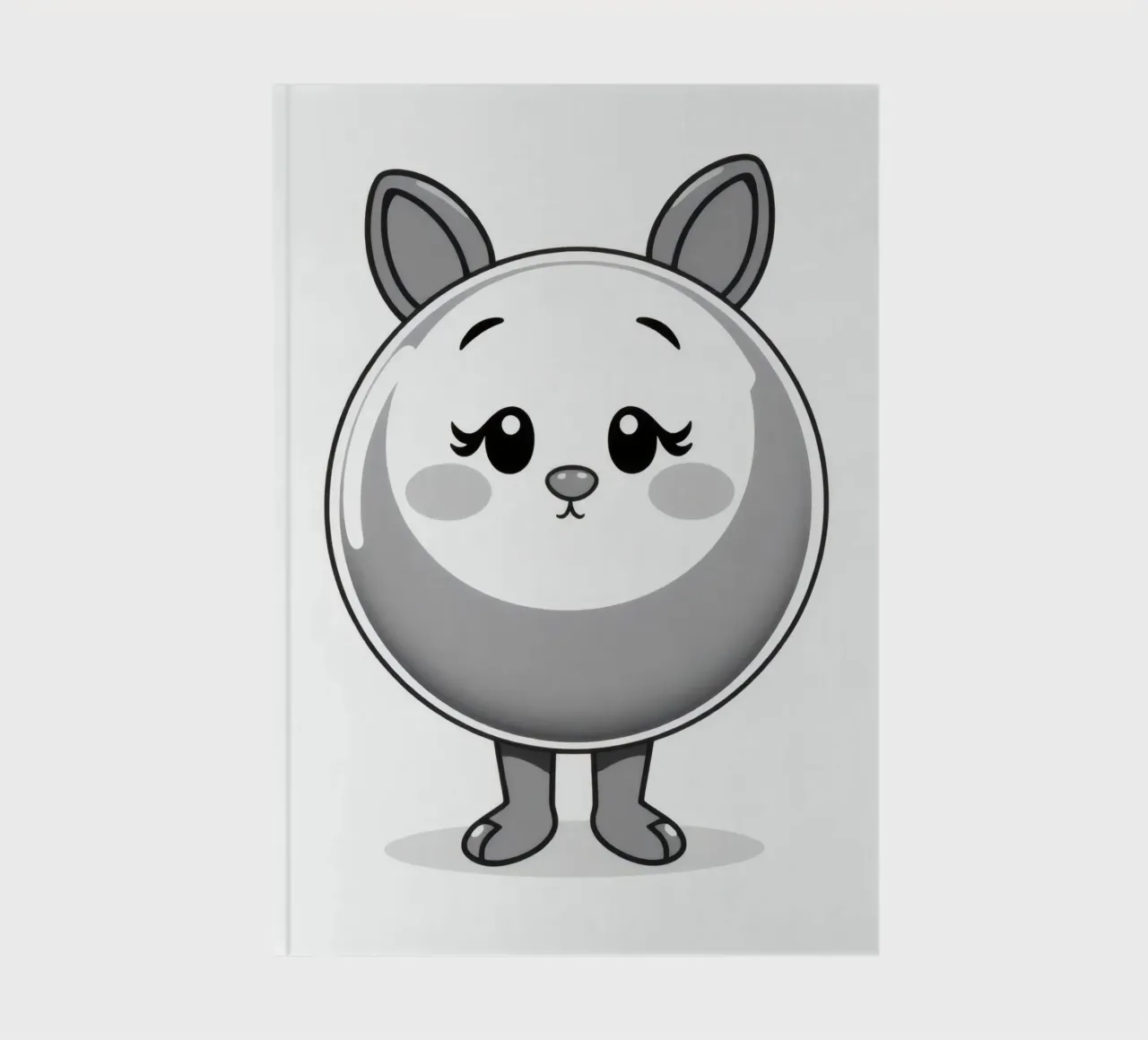 Mignon personnage rond et animé avec des oreilles et un air joyeux carnet de notes de DesignDoodle