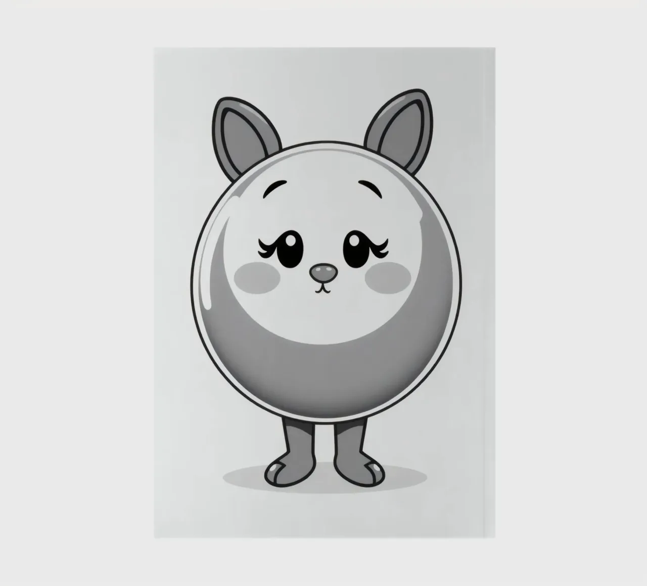 Mignon personnage rond et animé avec des oreilles et un air joyeux carnet de notes de DesignDoodle