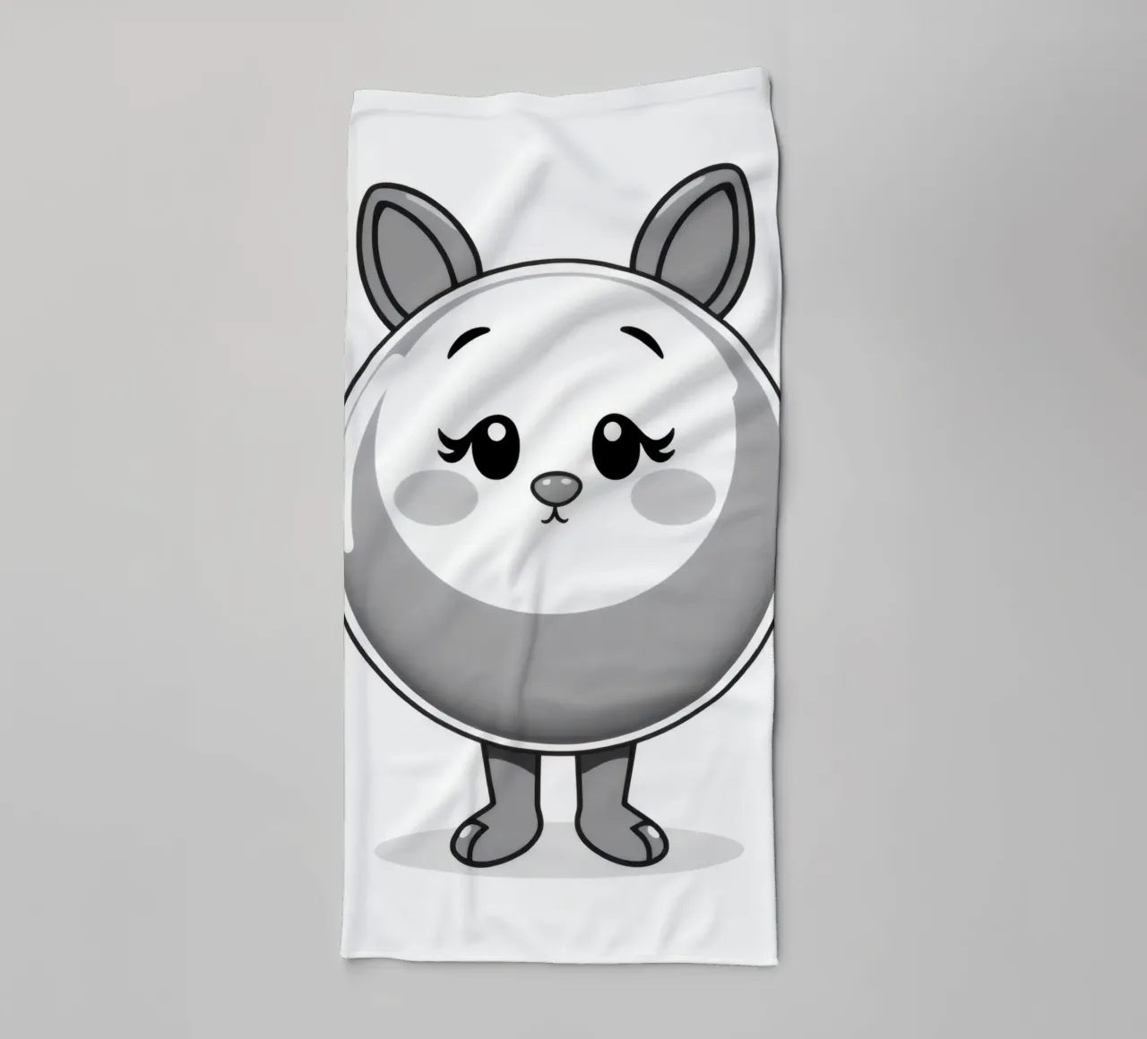 Cute round animated character with ears and cheerful towel by DesignDoodle