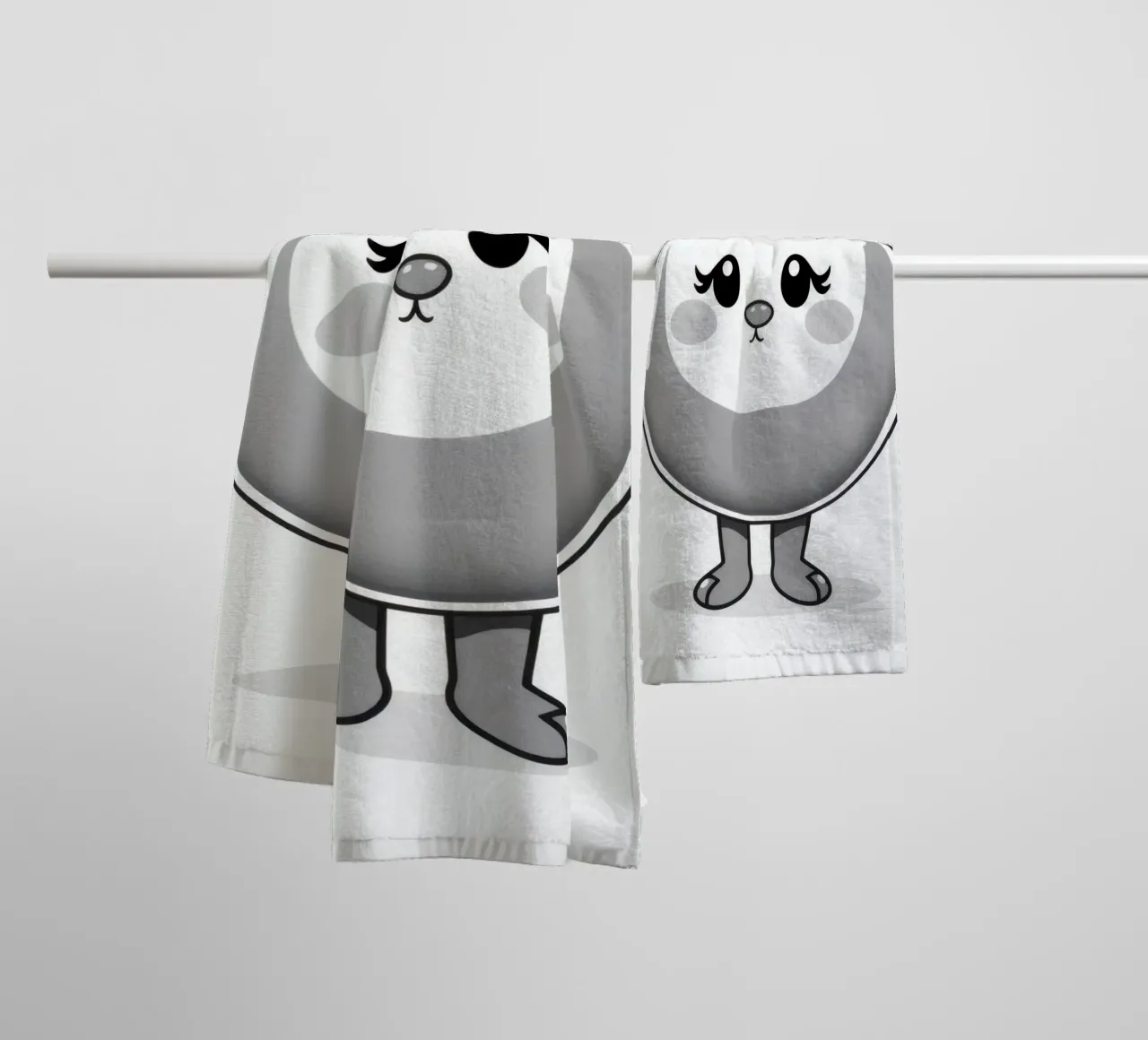 Cute round animated character with ears and cheerful towel by DesignDoodle
