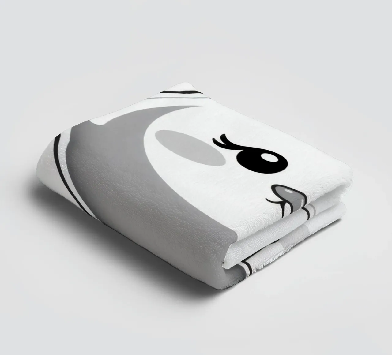 Cute round animated character with ears and cheerful towel by DesignDoodle