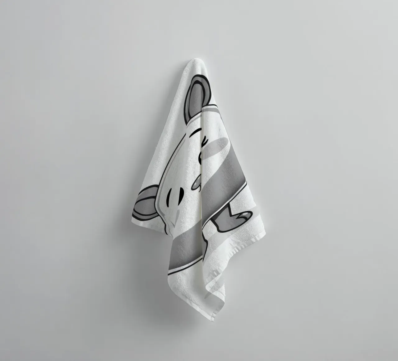 Cute round animated character with ears and cheerful towel by DesignDoodle