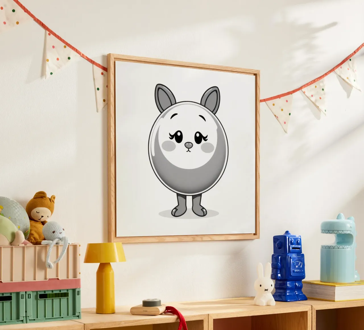 Simpatico personaggio animato rotondo con orecchie e allegro plexiglass da DesignDoodle