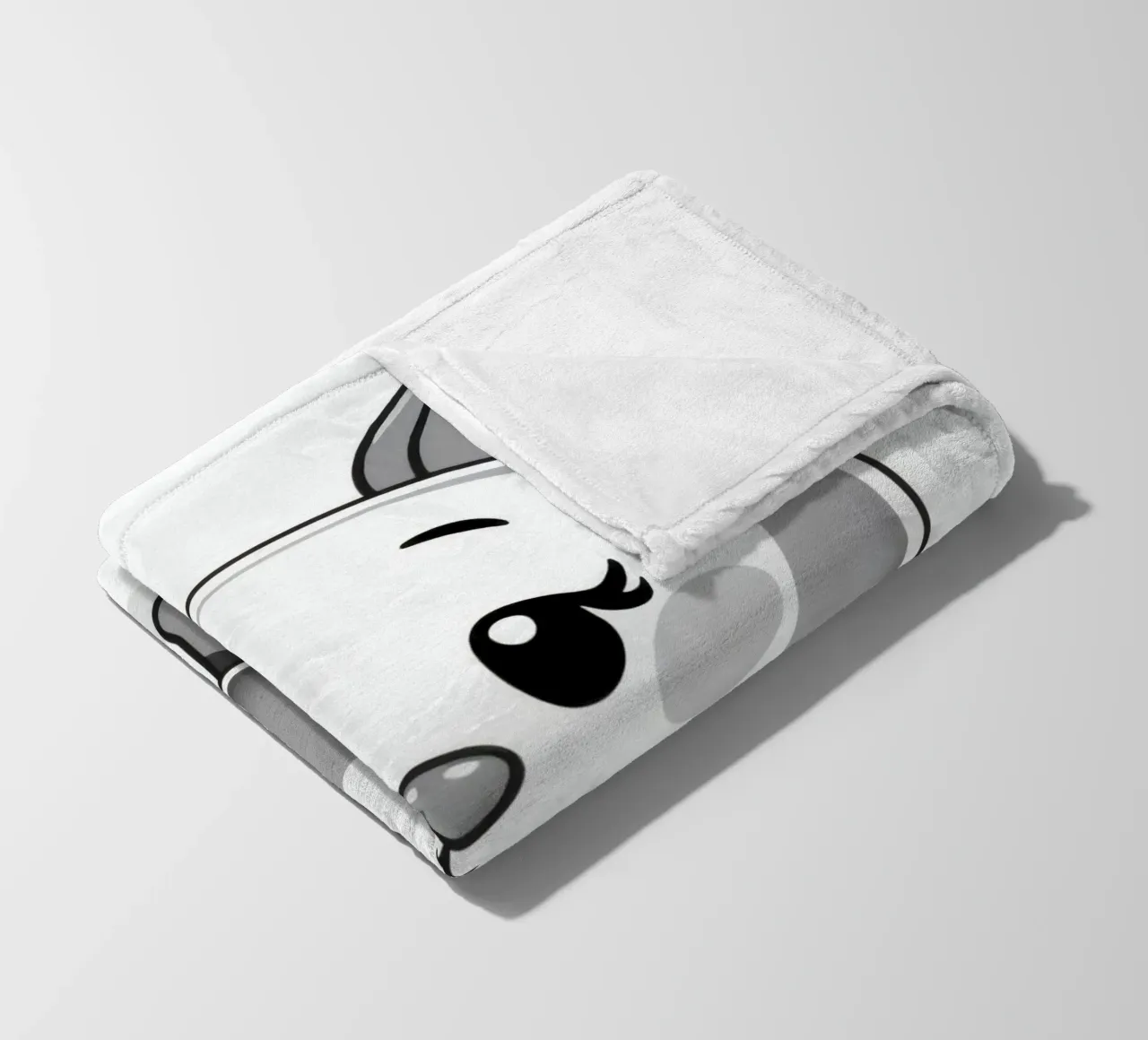 Cute round animated character with ears and cheerful fleece blanket by DesignDoodle