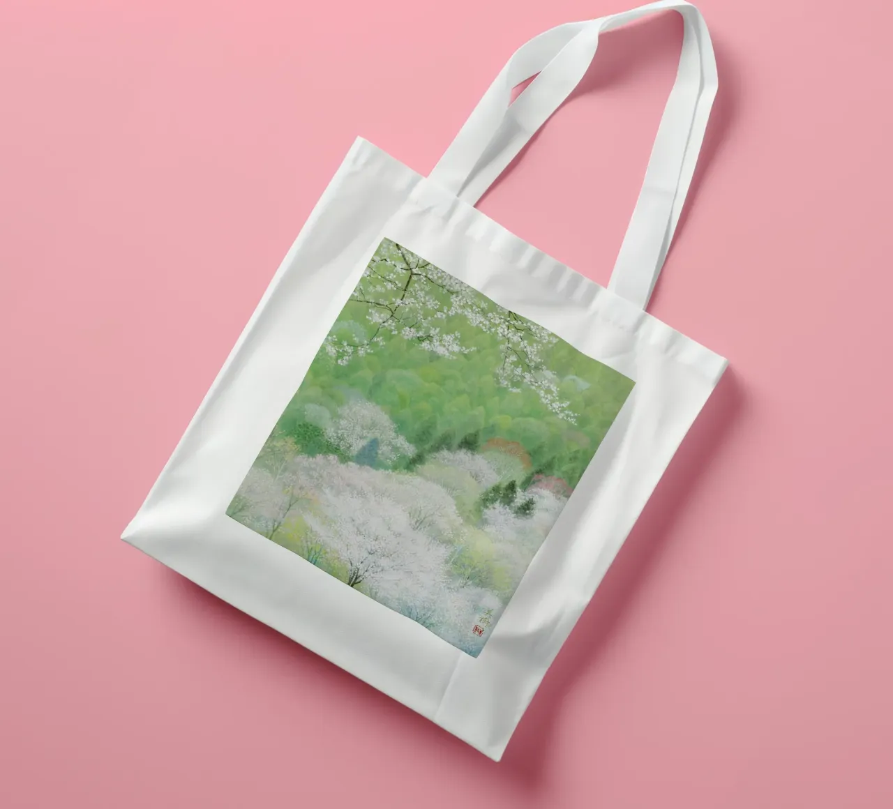Fiori di ciliegio selvatico borsa in juta da Noji-Mikiko
