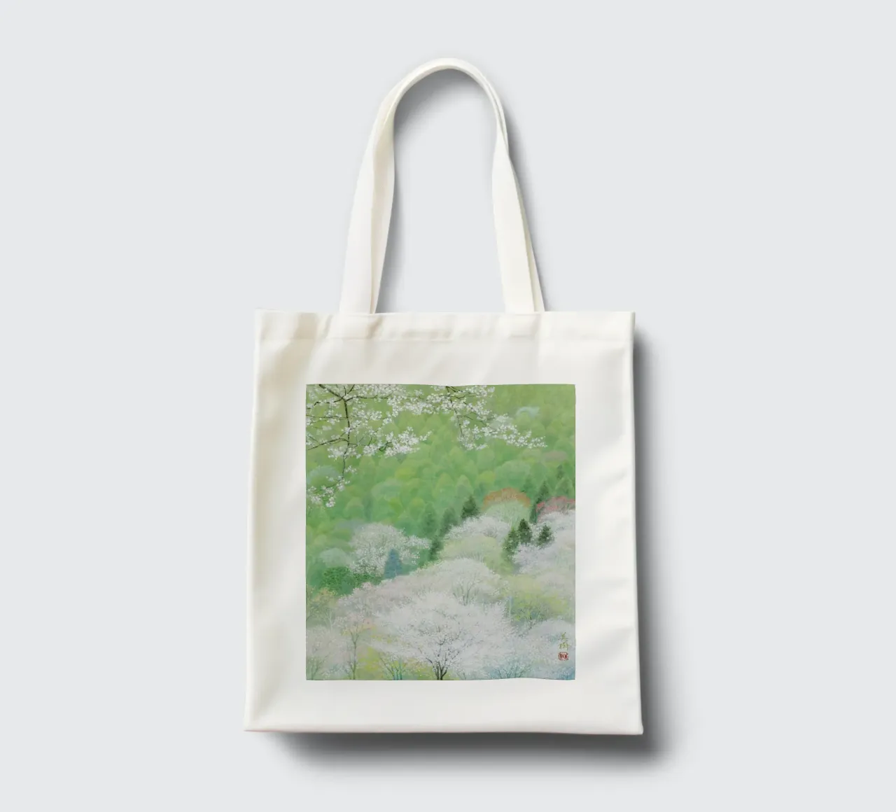 Fiori di ciliegio selvatico borsa in juta da Noji-Mikiko