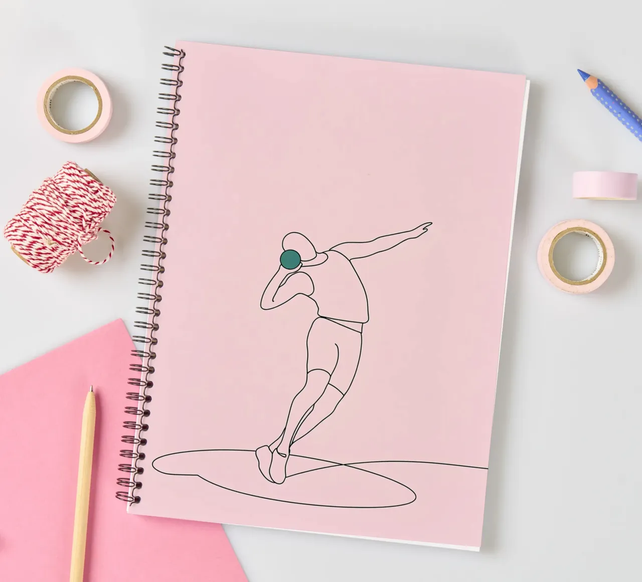 Ball Thrower Minimalist Line Art spiral notebook by Viv Line Art