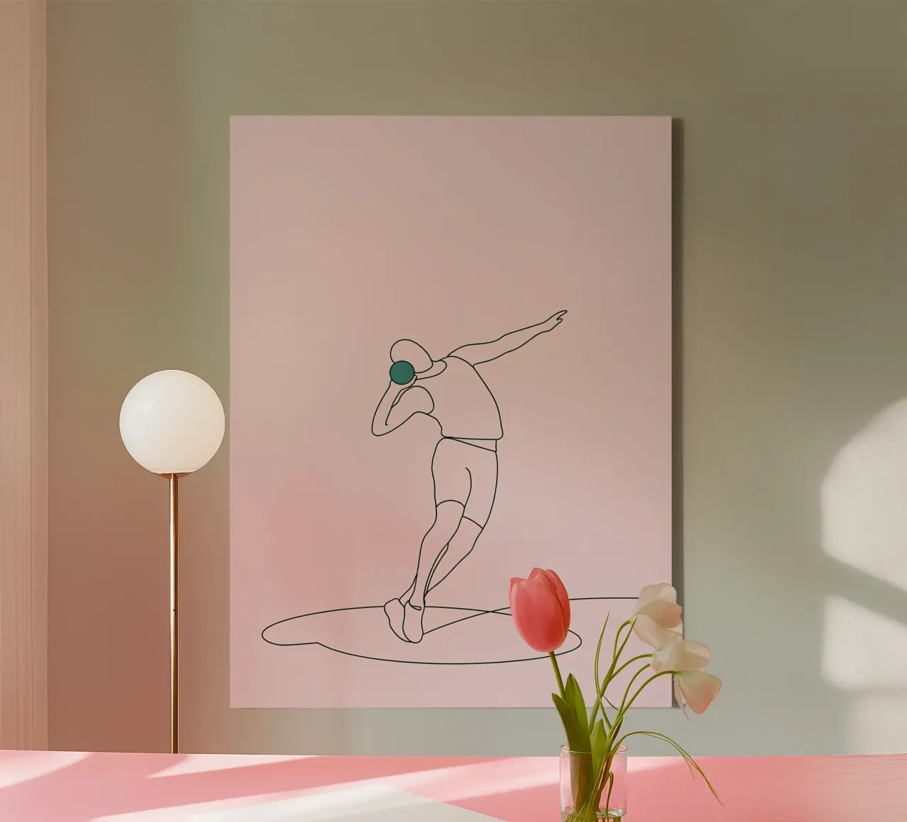 Ball Thrower Minimalist Line Art canvas by Viv Line Art