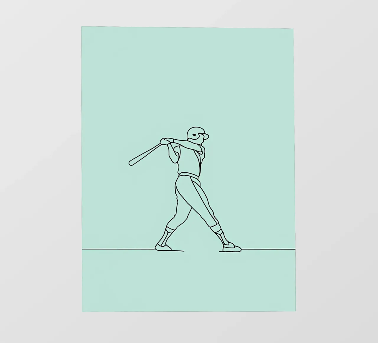 Giocatore di baseball - Line Art minimalista telo in pvc da Viv Line Art