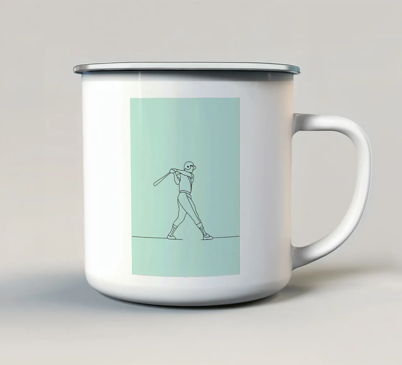 Giocatore di baseball - Line Art minimalista tazza in smalto da Viv Line Art
