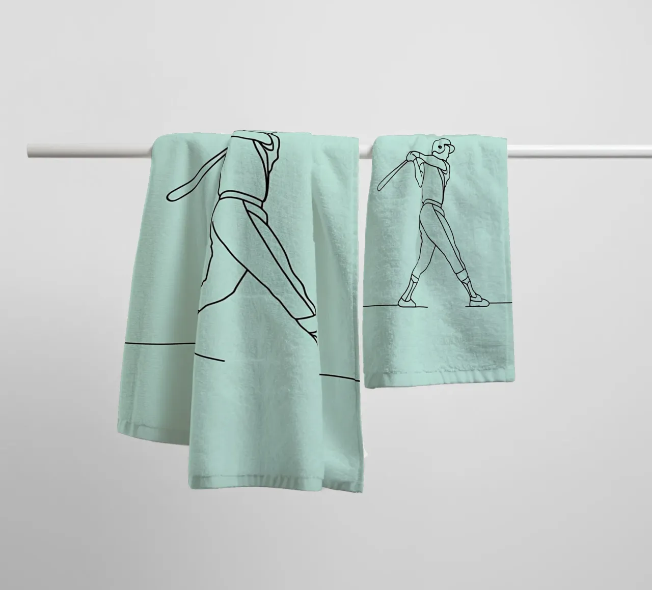 Baseball Player Minimalist Line Art towel by Viv Line Art