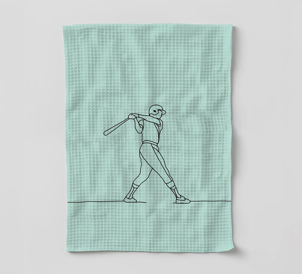 Baseball Player Minimalist Line Art torchon de Viv Line Art
