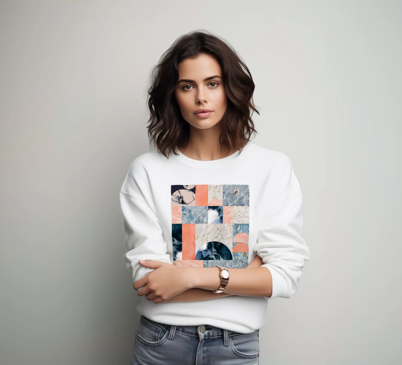 Marble & Lust, Abstract Geometric Luxe Texture Pattern sweatshirt by 83oranges