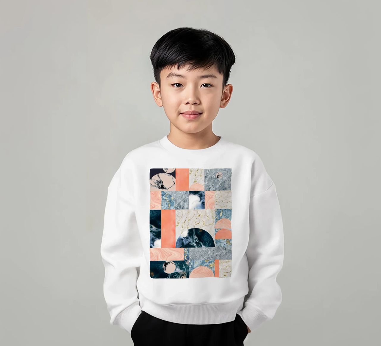 Marble & Lust, Abstract Geometric Luxe Texture Pattern kids sweatshirt by 83oranges