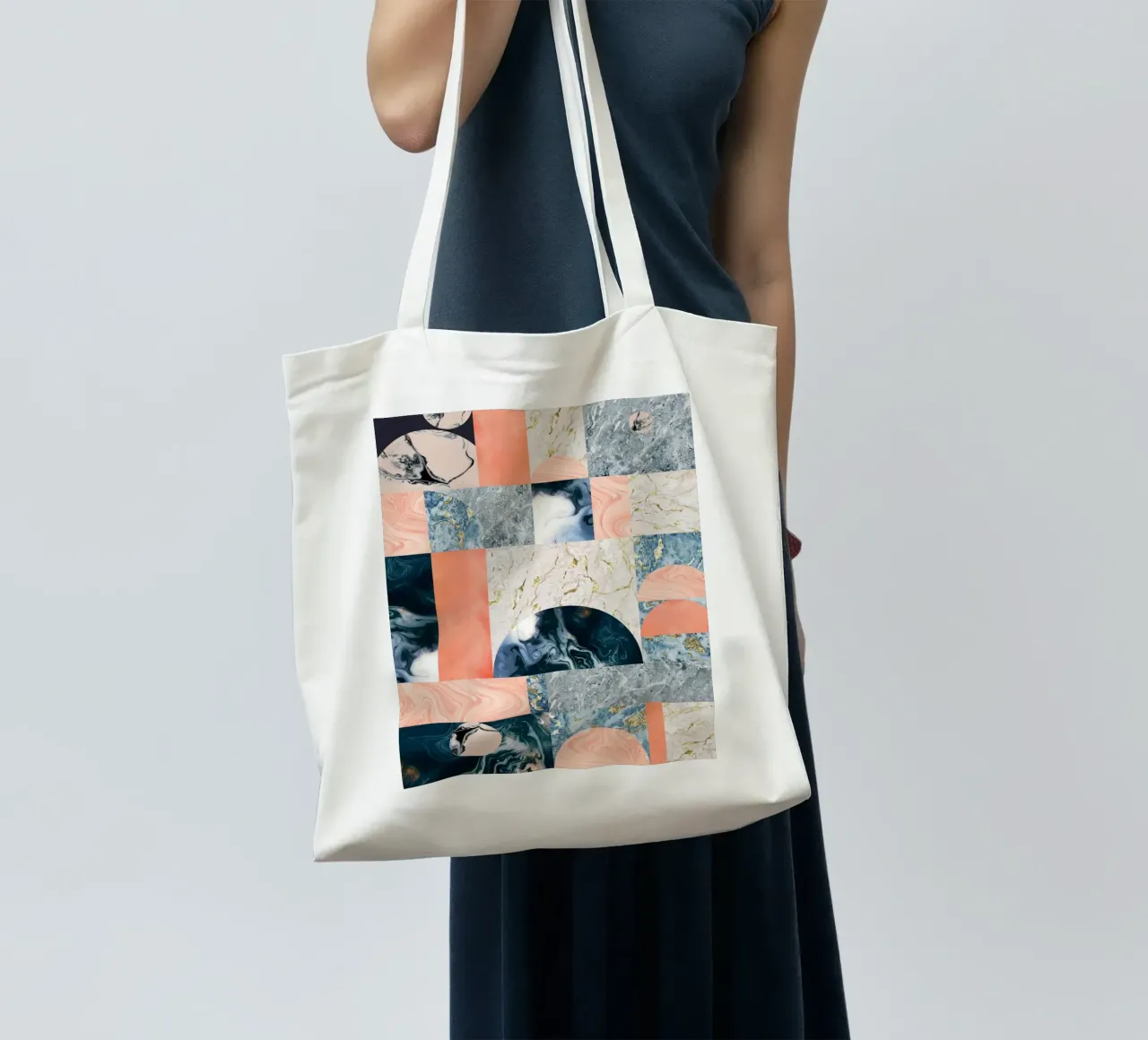 Marble & Lust, motivo geometrico astratto con texture di lusso borsa in juta da 83oranges