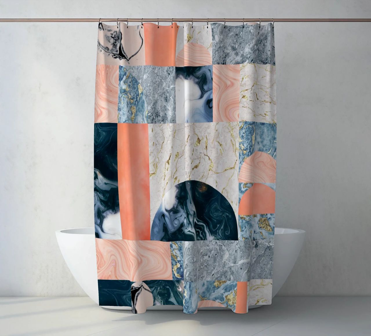 Marble & Lust, Abstract Geometric Luxe Texture Pattern shower curtain by 83oranges