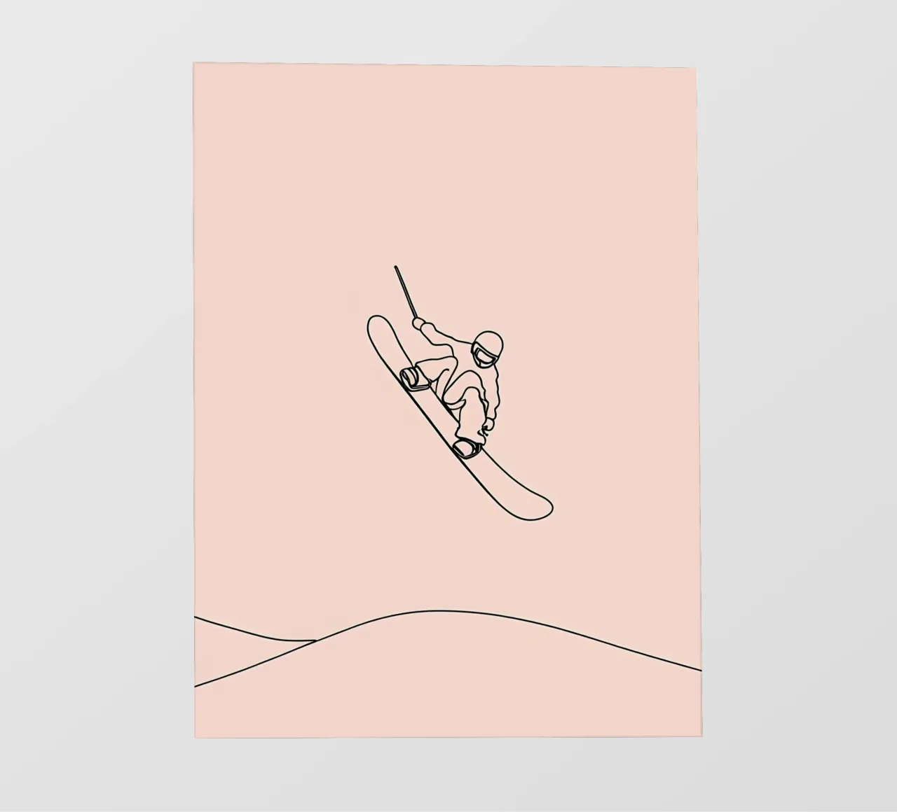 Line art minimalista di uno snowboarder pellicola backlit da Viv Line Art
