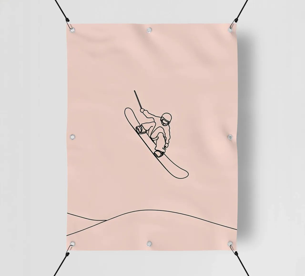 Line art minimalista di uno snowboarder telo in pvc da Viv Line Art