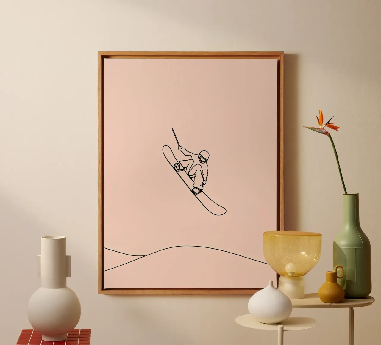 Snowboarder Minimalist Line Art canvas by Viv Line Art