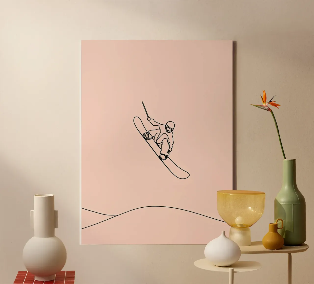 Snowboarder Minimalist Line Art canvas by Viv Line Art