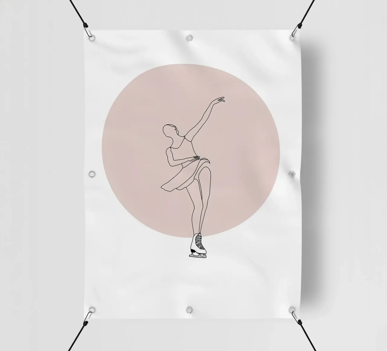 Line art minimalista di una pattinatrice su ghiaccio telo in pvc da Viv Line Art