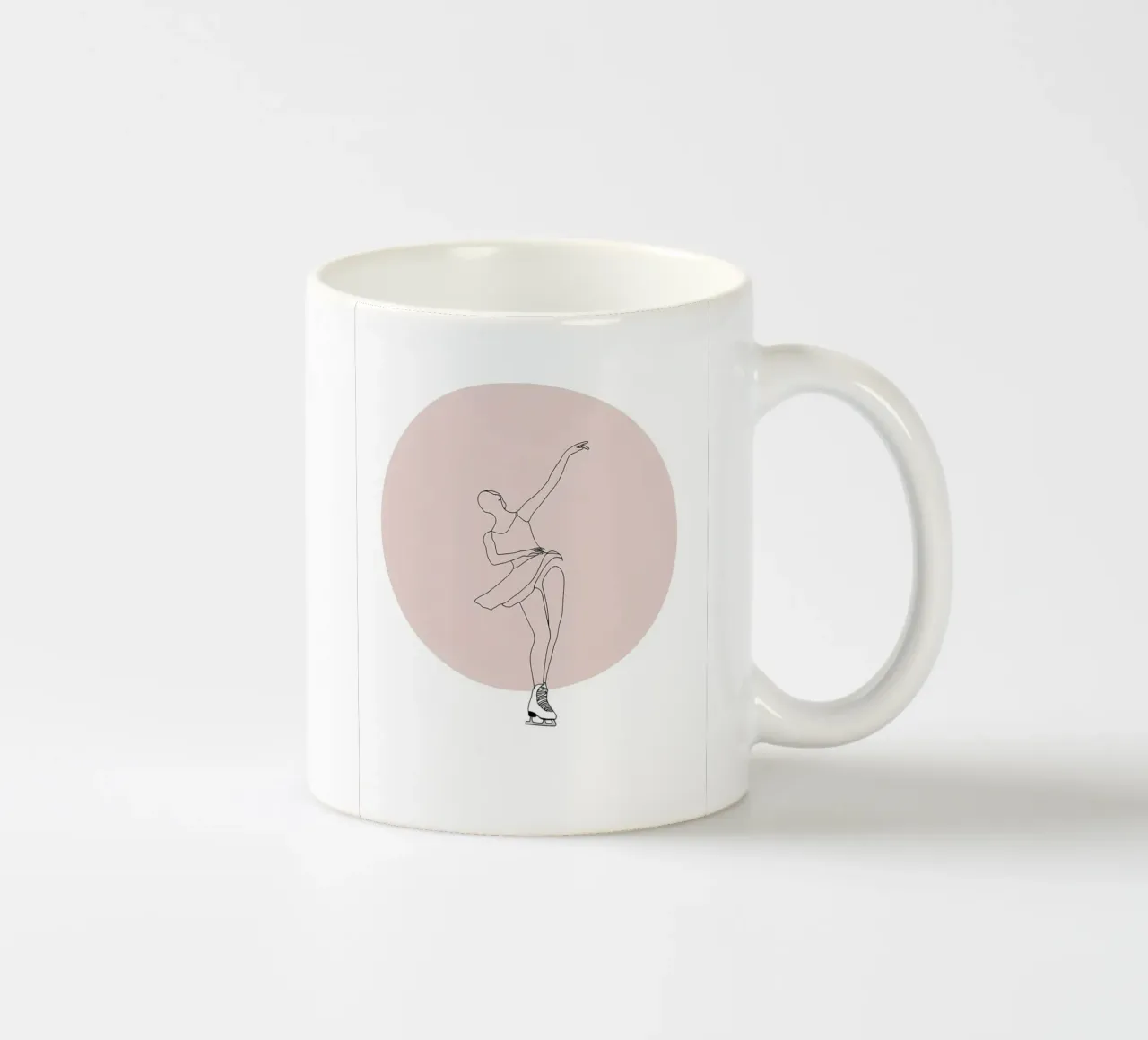 Line art minimalista di una pattinatrice su ghiaccio tazza in ceramica da Viv Line Art