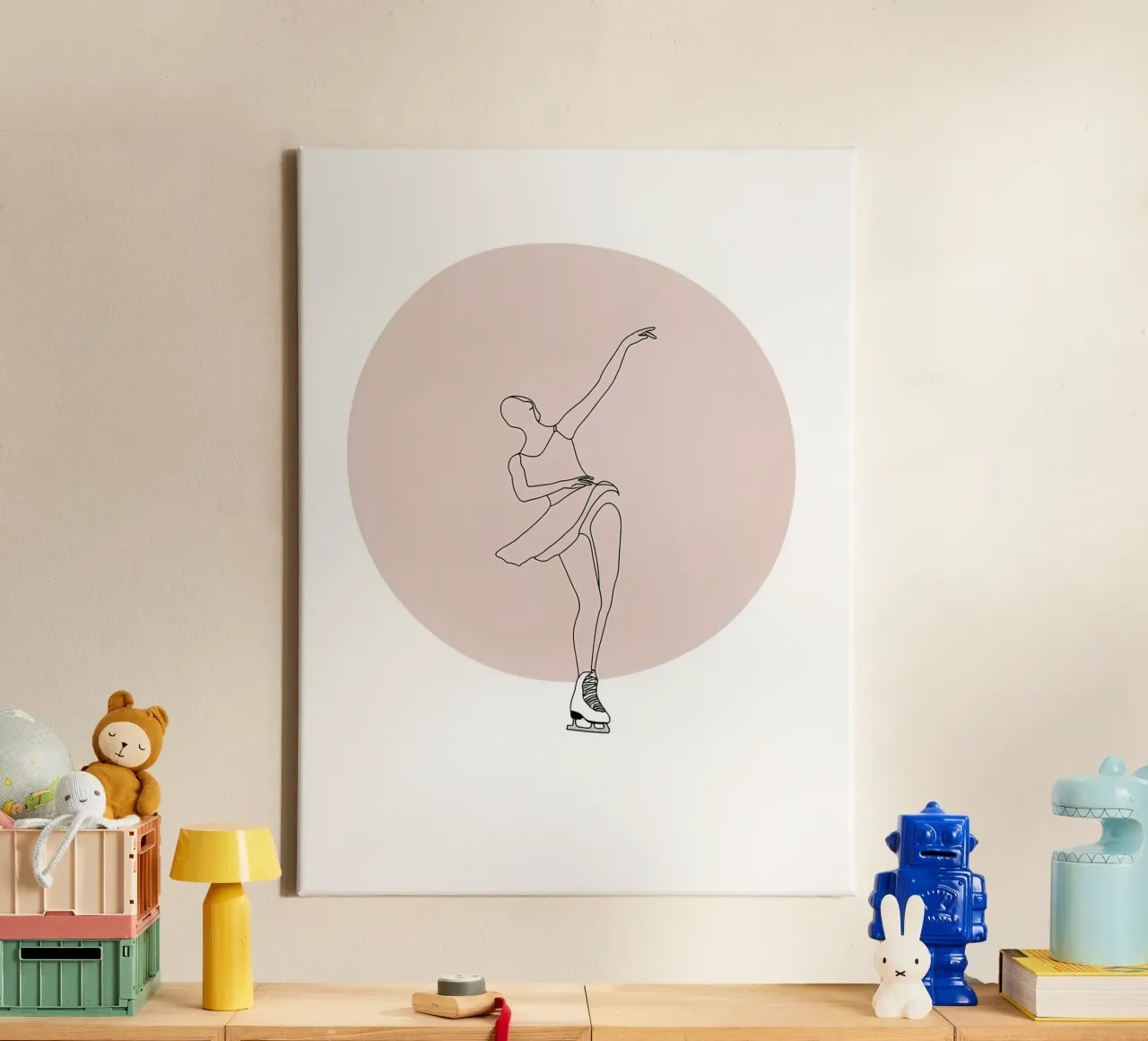 Ice Skater Minimalist Line Art canvas with Floater frame by Viv Line Art