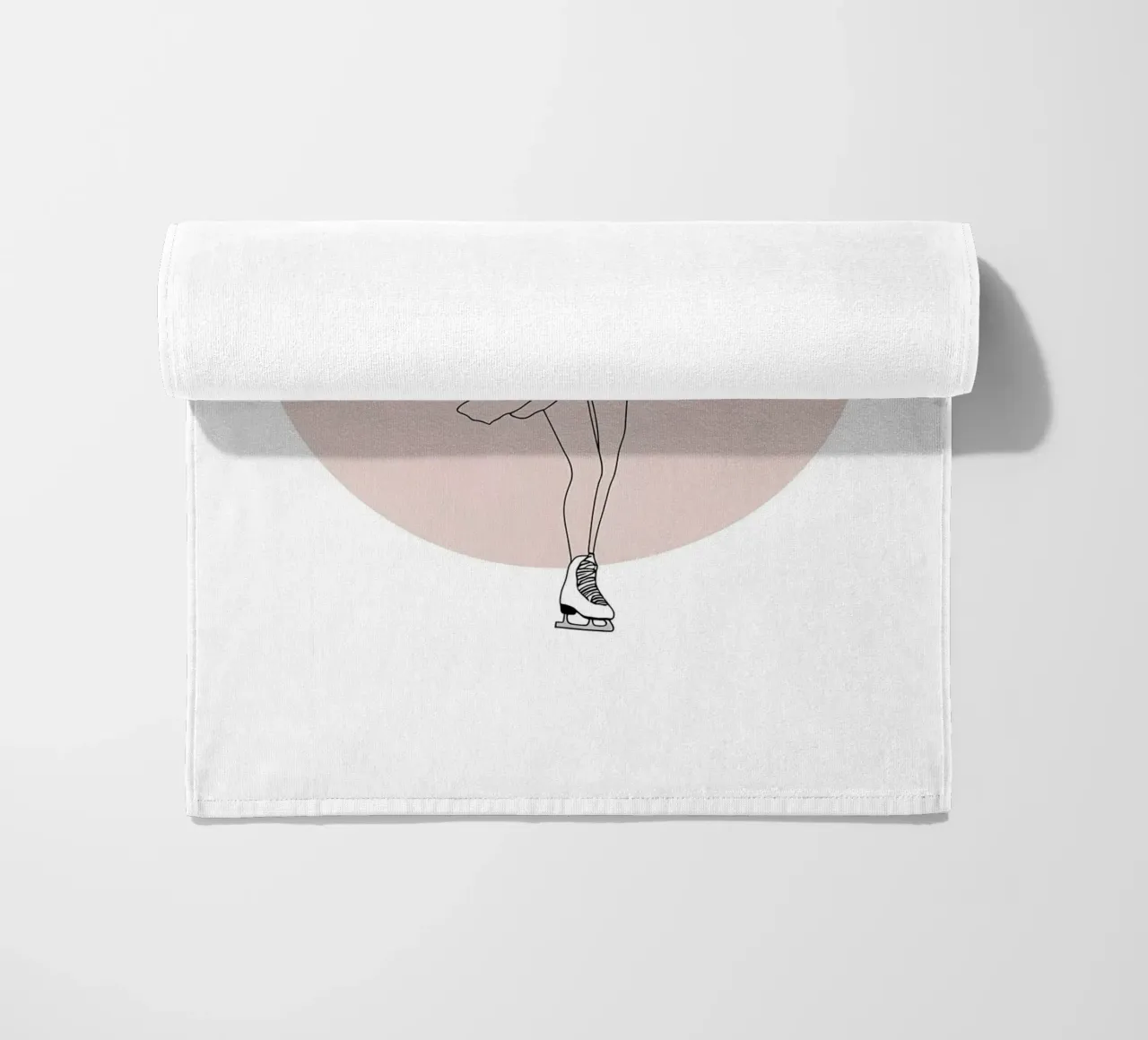 Line art minimalista di una pattinatrice su ghiaccio telo mare da Viv Line Art