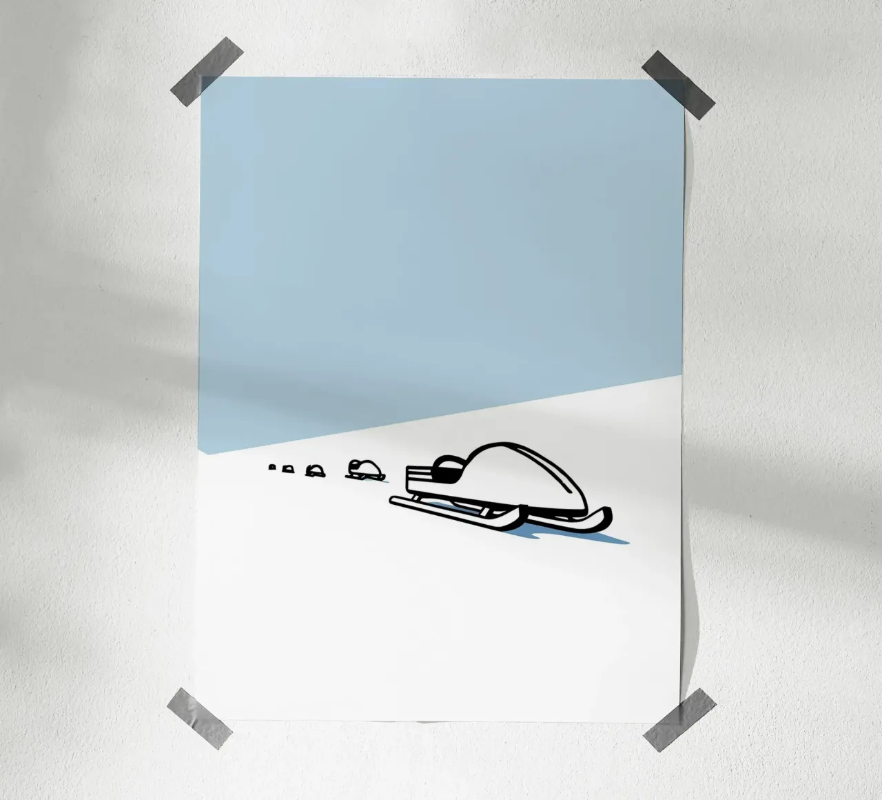 Snow Sledge Minimalist Line Art hahnemühle by Viv Line Art