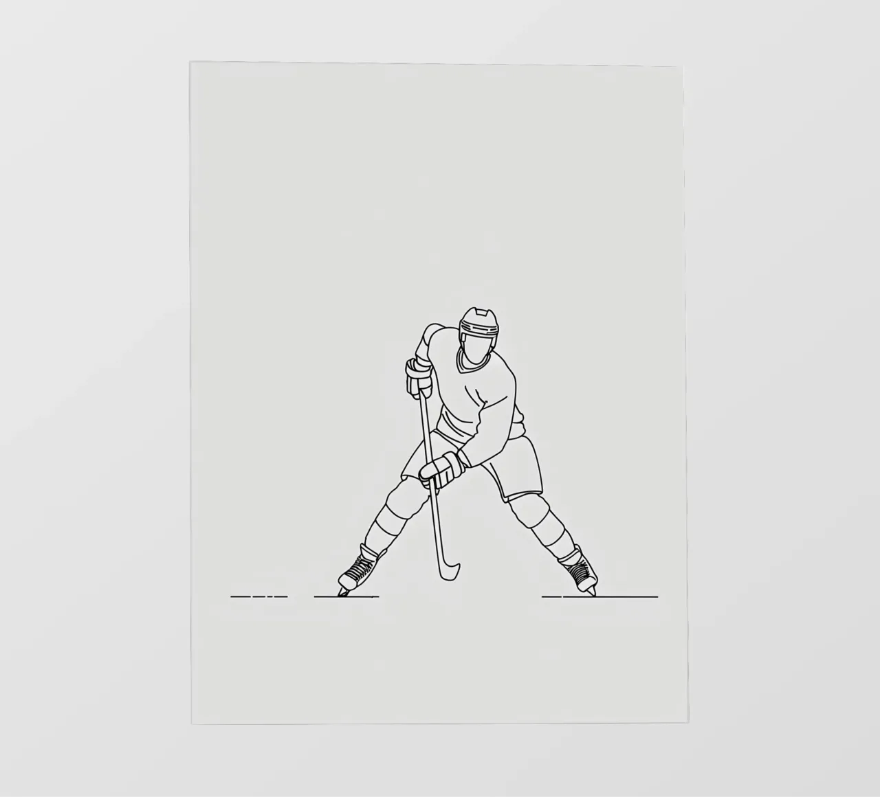 Hockey Player Minimalist Line Art backlit film by Viv Line Art
