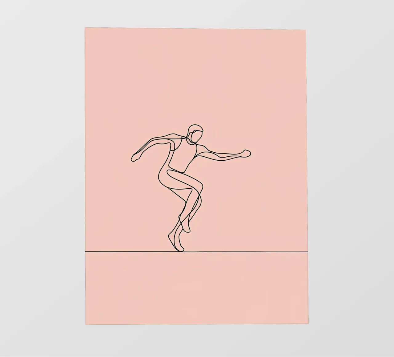 Atleta che si esercita Line Art minimalista pellicola backlit da Viv Line Art