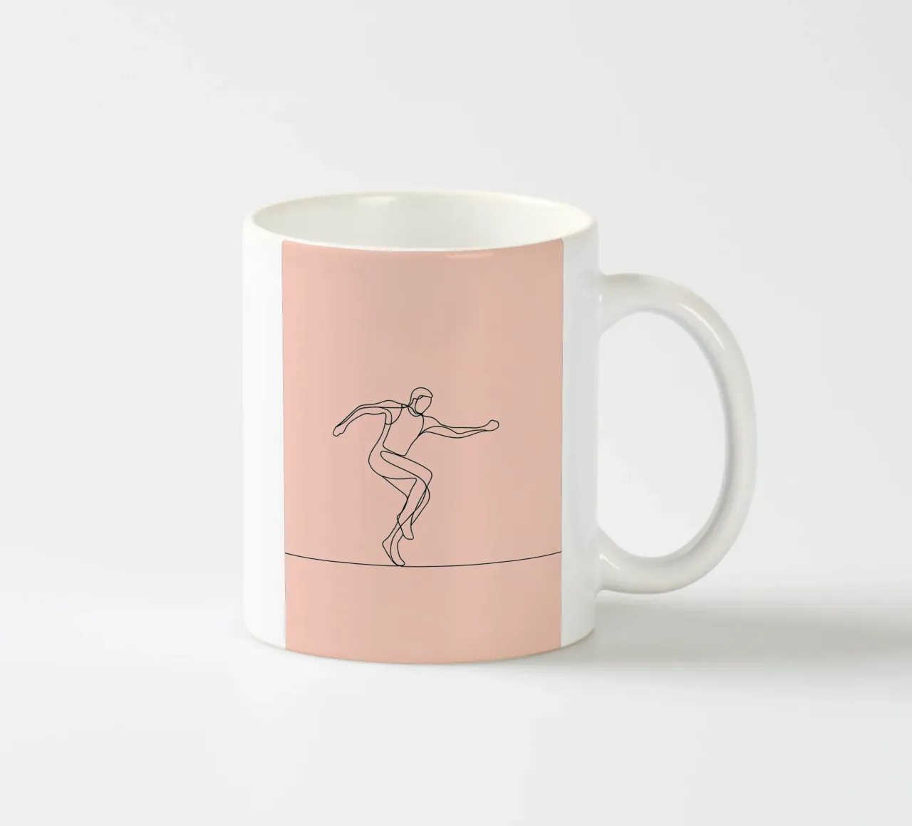Atleta che si esercita Line Art minimalista tazza in ceramica da Viv Line Art