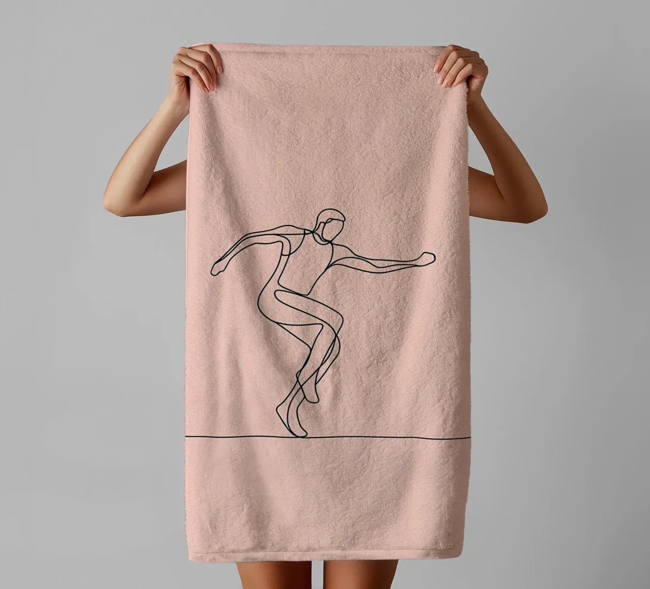 Athlete Exercising Minimalist Line Art towel by Viv Line Art