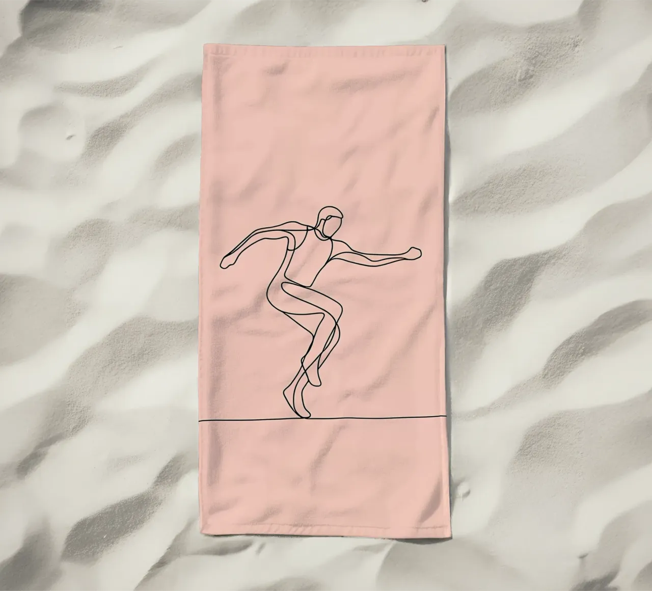 Atleta che si esercita Line Art minimalista telo mare da Viv Line Art