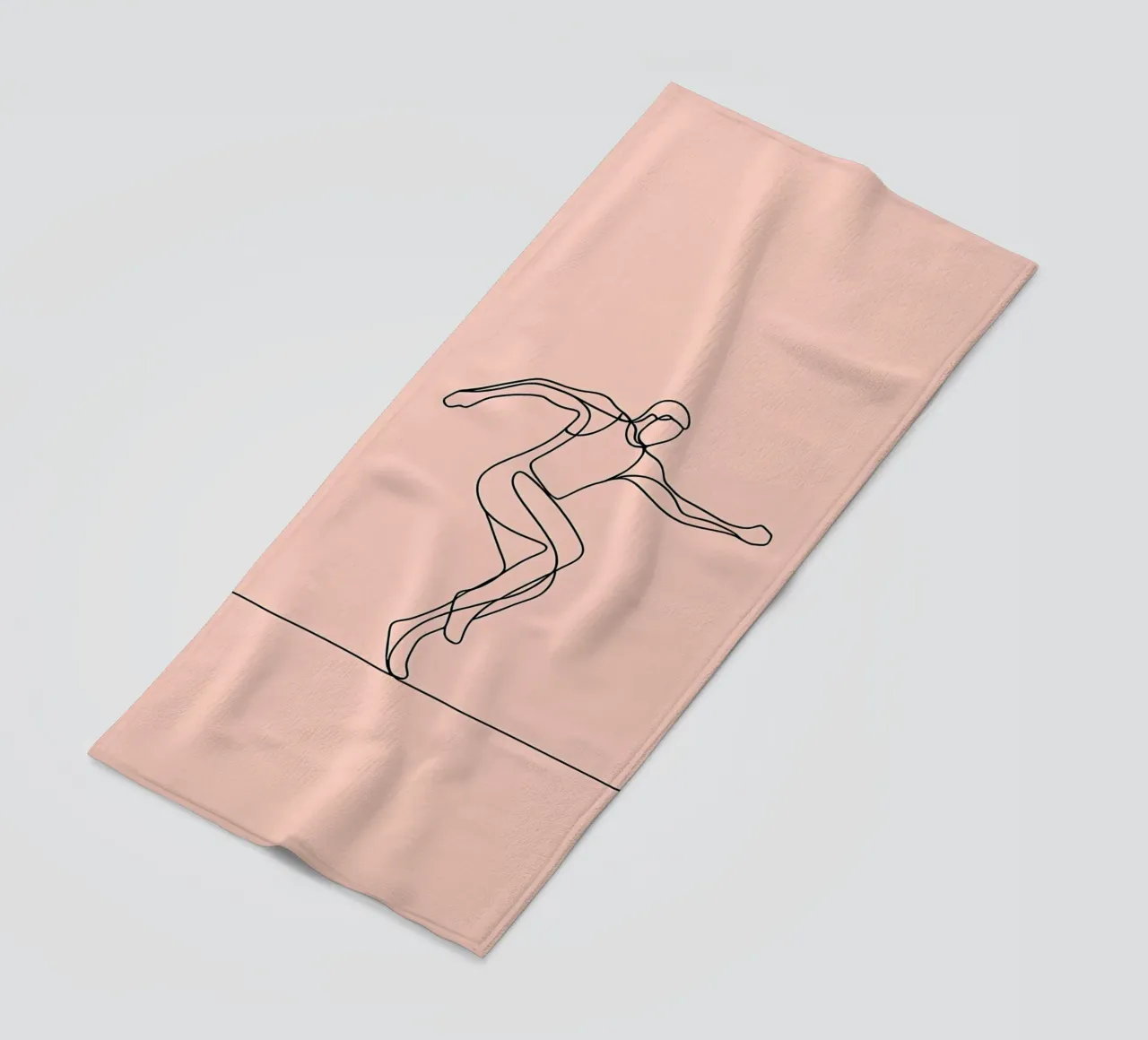 Atleta che si esercita Line Art minimalista telo mare da Viv Line Art